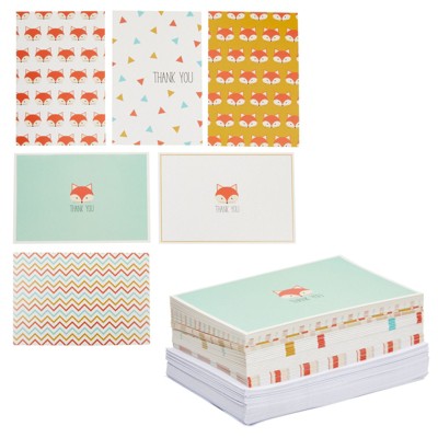 48 Pcs Thank You Cards Bulk Set, Cute Fox Blank Thank You Notes with Envelopes