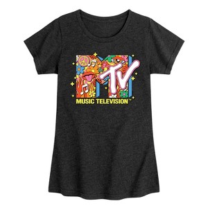 Girls' - MTV - Logo Retro Collage Fitted Short Sleeve Graphic T-Shirt - 1 of 4