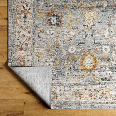 Tanina Light Gray and Pale Blue Synthetic Area Rug 6'7" x 9'6"
