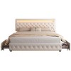 CAVINAS Full/Queen/King Size Modern Platform Bed Frame with LED on Headboard & 4 Storage Drawers,No Box Spring Needed - 2 of 4