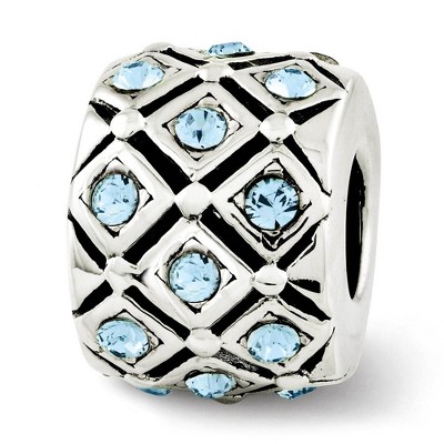 Black Bow Jewelry Sterling Silver with Crystals March Pale Blue Lattice Bead Charm