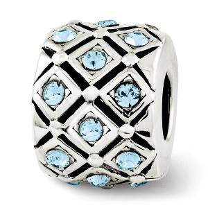 Black Bow Jewelry Sterling Silver with Crystals March Pale Blue Lattice Bead Charm - 1 of 3