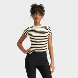 Women's Slim Fit Short Sleeve Cropped Ribbed T-Shirt - A New Day™ - 1 of 3