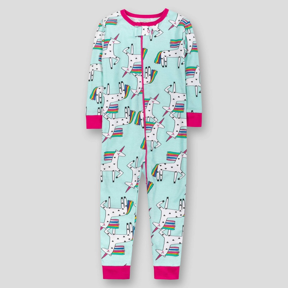 Lamaze Toddler Girls' Organic Cotton Snug Fit Footless Pajama Romper - Light Blue 12M