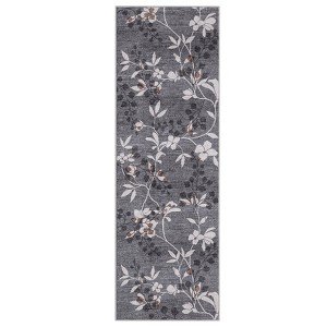 Washable Floral Leaf Print Area Rug for Living Room Bedroom, Large Non Slip Floor Carpet for Kitchen Dining Room - 1 of 4