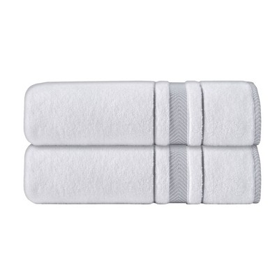 2pc Enchasoft Turkish Cotton Bath Towel Set White - Enchante Home