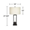 Franklin Iron Works Rafael 27 1/2" Tall Industrial Modern Table Lamps Set of 2 Dual USB Port Night Light Black Metal White Shade Living Room Charging - 4 of 4