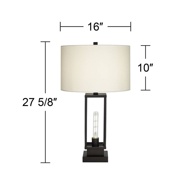 Franklin Iron Works Rafael 27 1/2" Tall Industrial Modern Table Lamps Set of 2 Dual USB Port Night Light Black Metal White Shade Living Room Charging, 4 of 10