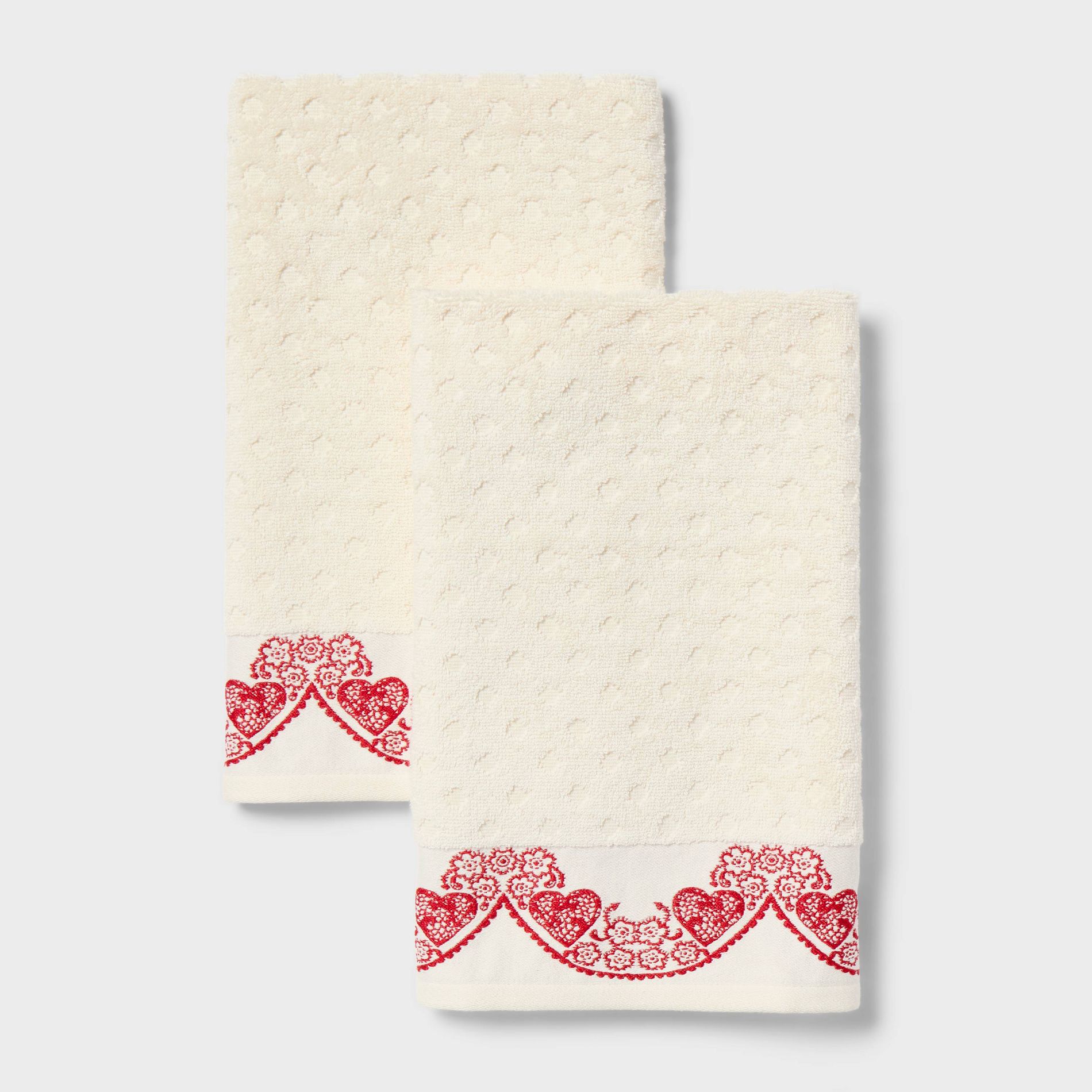 2pk Valentine's Day Scallop Border Hand Towel Set - Threshold™