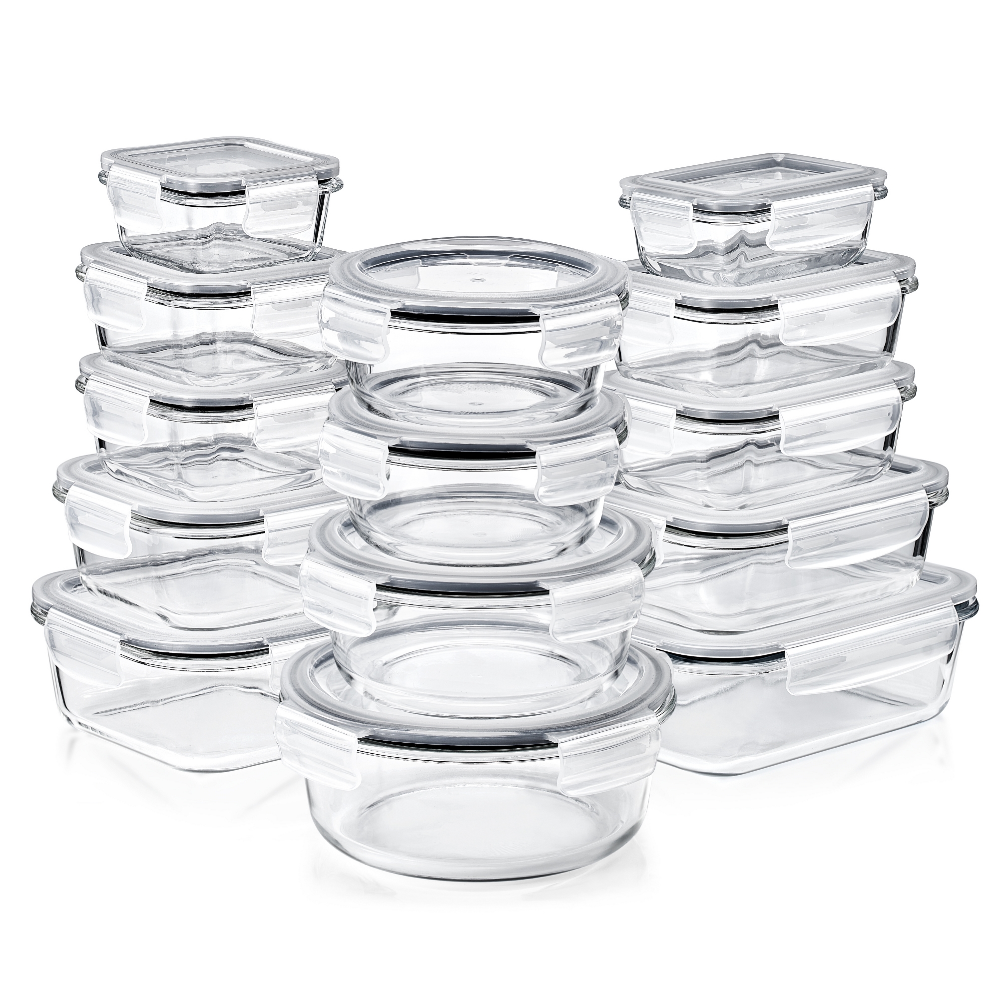 Sorbus 28-Piece Glass Food Storage Containers with Lids - Airtight, Microwave, Fridge, Dishwasher, Oven Safe, BPA-Free, Meal Prep Containers