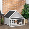 PawHut Outdoor Dog House for Large Dogs Outside Dog Shelter, Beautiful Cabin Design, Shady Front Porch, Two Windows, Wooden Dog House for Medium Dogs - 2 of 4