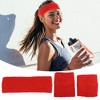 Unique Bargains Stretchy Cotton Blend Sweat Absorbing Sport Headband Wristband Big Red 3 pcs - 2 of 4