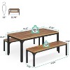 Tribesigns 55-Inch Dining Table Set for 6 People, 3 Pieces Rectangular Dining Room Table with 2 Benches for Small Space, Apartment, Kitchen - image 3 of 4