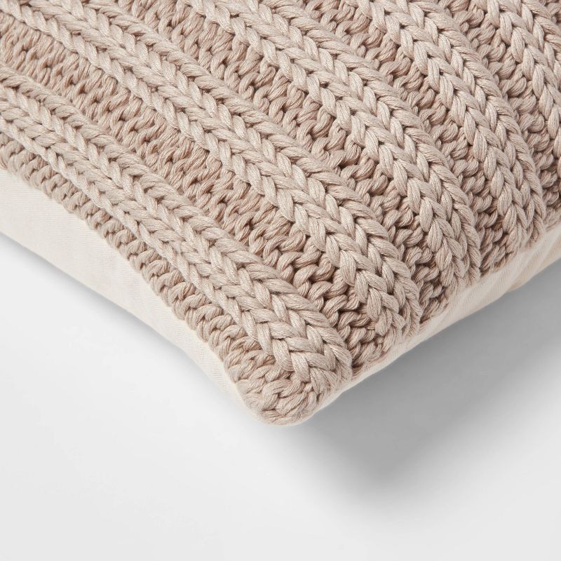 Oversized Chunky Rib Knit with Linen Reverse Throw Pillow - Threshold™, 4 of 8