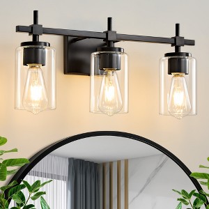POWLIG 3-Light Black Vanity Light, 20 inch Modern Bathroom or Bedroom Mirror Light - 1 of 4