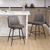 Beautyolove 29 in. Grey Metal Frame Bar Height Swivel Bar Stool with Faux Leather Seat (Set of 2) - 4 of 4