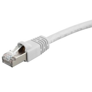 Monoprice Cat6A Ethernet Patch Cable - 1 Feet - White | Network Internet Cord - RJ45, 550Mhz, STP, Pure Bare Copper Wire, 10G, 26AWG - 1 of 2