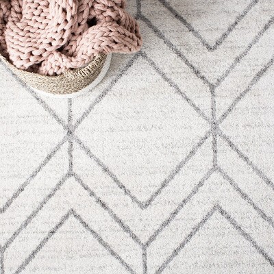 Light Grey and Dark Grey Geometric 6' x 9' Synthetic Area Rug