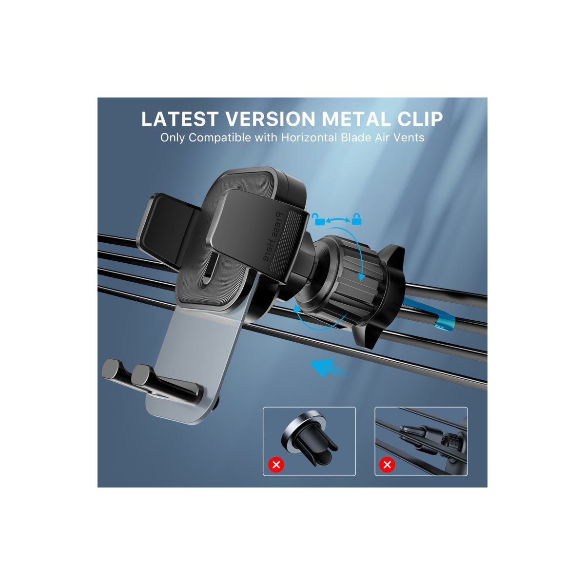 MyBat Pro Universal Car Air Vent Phone Mount – 360° Rotating Holder with Vent Stabilizer – Fits All Smartphones – Black - thumbnail 3