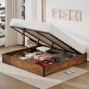 AMERLIFE Lift Up Storage Bed with Storage Underneath, No Headboard - 1 of 4