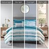 Sapphtopaz Bedding Comforter Set 8 Piece Watercolor Stripes Print Seersucker Channel Stitch Reversible Quilting Quilt Set - 3 of 4