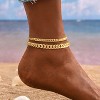 14K Gold/Silver Plated Stackable Chunky Cuban Link Chain Anklet Bracelet Set Non Tarnish - 4 of 4