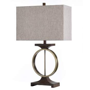 Ring Table Lamp with Moulded Wood Accents Brass - StyleCraft