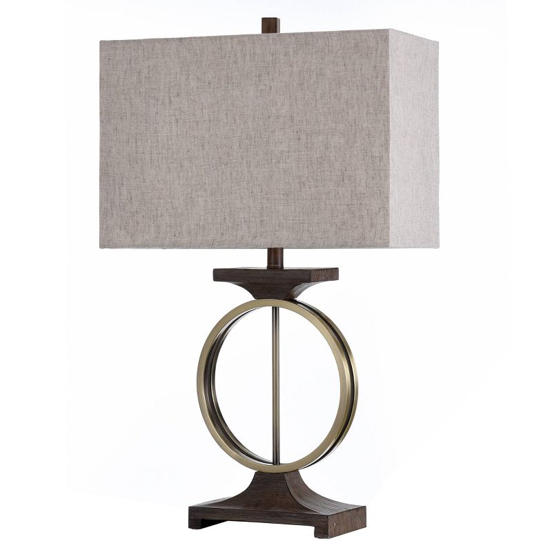 Ring Table Lamp with Moulded Wood Accents Brass - StyleCraft, 1 of 8