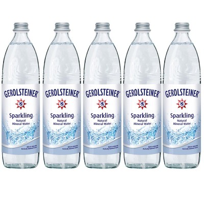 Gerolsteiner Sparkling Mineral Water, Large Glass Bottles, High in Magnesium, Perfect for Spritzers and Mocktails - 25.26 Fl Oz (Pack of 5)