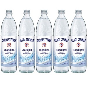 Gerolsteiner Sparkling Mineral Water, Large Glass Bottles, High in Magnesium, Perfect for Spritzers and Mocktails - 25.26 Fl Oz (Pack of 5) - 1 of 3