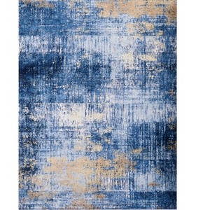 HomeRoots 6' X 9' Blue and Gold Abstract Printed Washable Non Skid Area Rug - 1 of 4