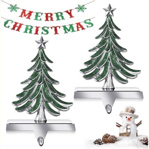 2pcs Christmas Stocking Holders for Fireplace Weighted Stocking Hooks Non-Skid and Sturdy Alloy Stocking Holders - 1 of 4