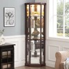 Vynxaria Lighted Corner Curio Cabinet, Elegant Glass Display Case, Dark Cherry Finish - 2 of 4