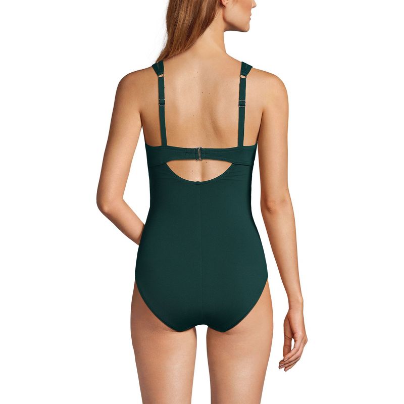 Lands' End Women's Chlorine Resistant Smoothing Control Mesh High Neck One Piece Swimsuit, 2 of 5