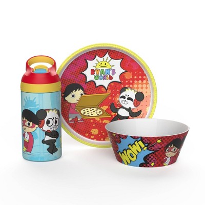 Ryan's World 3pc Melamine Dinnerware Set Red/Blue - Zak Designs