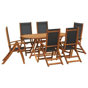 vidaXL 7-Piece Patio Dining Set - Solid Acacia Wood - Oval