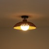 Rennnsan Velquor 15" W 1 - Light Woven Ratten Milk Glass Bohemian Dimmable Pendant in Brown - 4 of 4