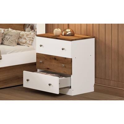 NicBex 3 Drawers Nightstand,Bedside Table with Metal Handle and Colorblock Design,Modern Side Table for Bedroom