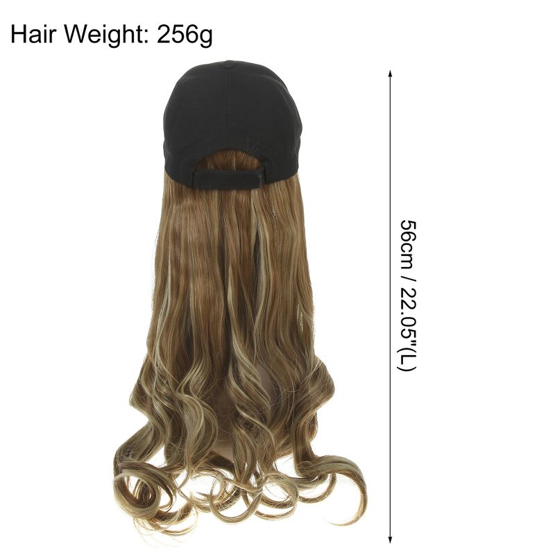 Unique Bargains Baseball Cap with Hair Extensions Curly Wavy Wig 22" Hairstyle Adjustable Wig Hat for Woman Brown, 3 of 5