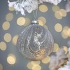 TopComfy Decorative Object Glass Christmas Ball Ornaments Glitter Flocking Set for Holiday Decor, Silver, 3.9"*3.9"*3.9" - 4 of 4