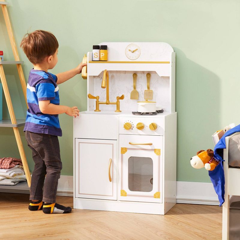 Teamson Kids Versailles Petite Classic Kids Wooden Play Kitchen White/Gold, 3 of 12