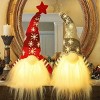 2 Set Lighted Christmas Gnome, Handmade Plush Scandinavian Swedish Tomte,Light Up Elf Toy Holiday Present, Battery Operated Winter Tabletop Christmas - 2 of 4
