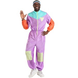 HalloweenCostumes.com Men's 80's Purple Tracksuit Costume | Retro 80's Themed Outfit for Halloween, Parties, and Throwback Events - 1 of 4