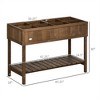YONWAY 43.25x18x30in Raised Garden Bed with 8 Pockets and Shelf, Wooden Elevated Planter Box for Grow Herbs, Vegetables, and Flowers, Dark Brown - 3 of 4
