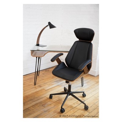 Contemporary Black and Brown Home Office Desk with Drawer