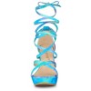 Allegra K Women's Opened Toe Tie Dye Platform Chunky Heel Lace Up Sandals - 2 of 4