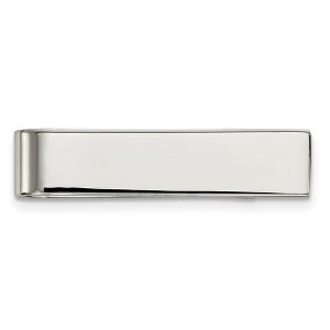 Black Bow Jewelry Stainless Steel Polished Short Tie Bar or Money Clip, 8 x 35mm - 1 of 4