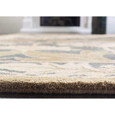 Hand-Tufted Navy and Sage Wool Rectangular Area Rug
