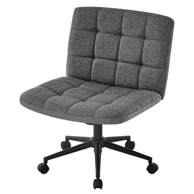 PDTEND Armless Office Chair with Wheels, Adjustable Height Task Chair with Lumbar Support and 360° Swivel for Home or Study Room