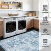 Vintage Floral Washable Area Rug - Non-Slip Thin Indoor Carpet with Distressed Print for Living Room, Bedroom & Dining Room - 3 of 4